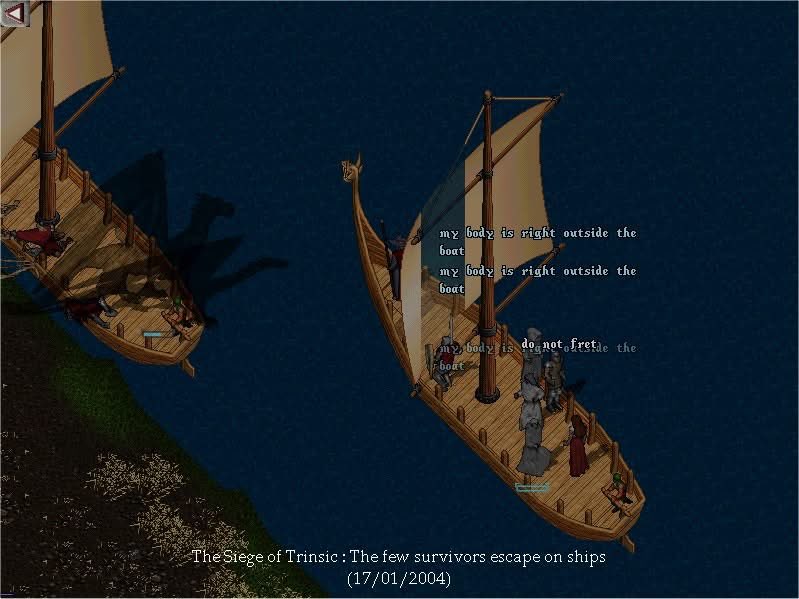 The Siege of Trinsic — the few survivors escape by ship, 2004